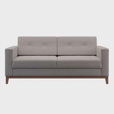 Imagem de Sofá Com 3 Lugares Pés E Base Madeira Em Linho Cotton
