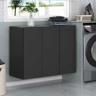 Imagem de Armário Lavanderia Suspenso Com 3 Portas Multimóveis Mp5032 Preto