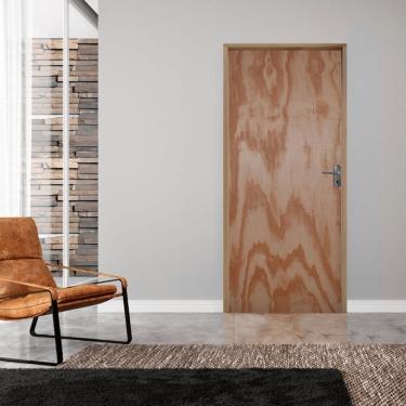 Imagem de Kit Porta De Madeira 210X80Cm Batente 11Cm Fechadura Alavanca Comum Madeira Mescla Lisa Mescla