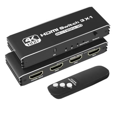 Imagem de Tendak Interruptor Hdmi 3 Em 1 Saída 4K A 120 Hz, Divisor Com Controle Remoto Infravermelho, Suporta 8K 30 Hz 3D Hdr Hdcp 2.3