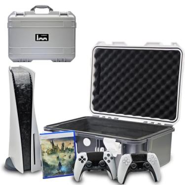 Imagem de Luck&Link Estojo De Viagem Rígido Compatível Com Console Playstation 5, Controles E Ps5, Espuma Personalizada Para As Edições Standard Digital (Preto Branco)