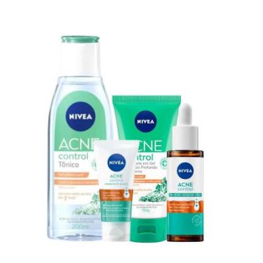 Imagem de Kit Skincare Acne Control  Sabonete, Tônico, Sérum e Hidratante  Contr