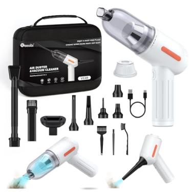 Imagem de Reesibi Espanador De Ar Comprimido Potente 4 Em 1 - Soprador Sem Fio 150.000 Rpm E Aspirador Pó Automotivo 15 Kpa, Motor Escova, Elétrico Com 3 Velocidades, Bateria 7600 Mah, Kit Teclado