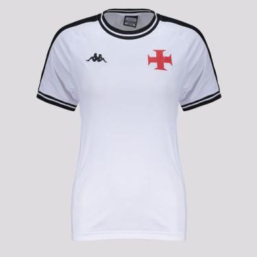 Imagem de Camisa Kappa Vasco Feminina Branca e Preta, GG