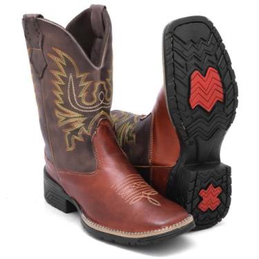 Imagem de Bota Country Texana Masculina Cano Médio em Couro Legítimo - RM, Pinha