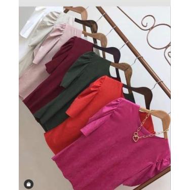 Imagem de blusa feminina suede manga curta princesa bufante lisa - moda filo