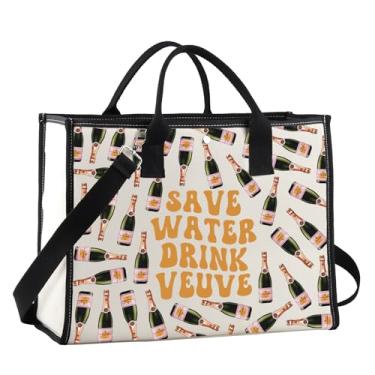 Imagem de POFULL Bolsa de ombro para amantes de bebidas alcoólicas, presente para bebidas, presente e bebida, bolsa de ombro, Drink Veu Ltote