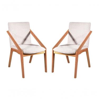 Imagem de Cadeiras Madeira Maciça Estofada Com Braço - Lírio - Harmonia Salas