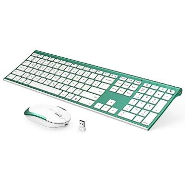 Imagem de Teclado e mouse sem fio, VssoPlor 2,4 GHz, recarregável, compacto, silencioso, teclado e mouse com receptor Nano USB para Windows, laptop, PC, notebook - verde escuro