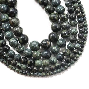 Imagem de Malahill Contas de pedra preciosa para fabricação de joias, vendidas por saco, 5 fios internos, jaspe de olhos verdes 6 mm