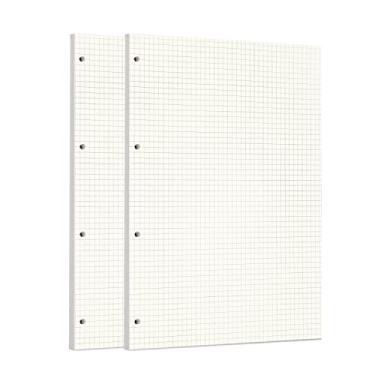 Imagem de Zelten Pacote com 2 refis de papel perfurado com folhas soltas quadradas A4, 90 folhas/180 páginas, para fichário de 4 furos, organizador pessoal, diário, agenda recarregável