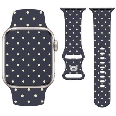 Imagem de Watbro Pulseira moderna de relógio estética de bolinhas compatível com Apple Watch de 38 mm, 40 mm, 41 mm, 42 mm, 44 mm, 45 mm, 49 mm, feminina, masculina, design fofo de silicone macio para Apple