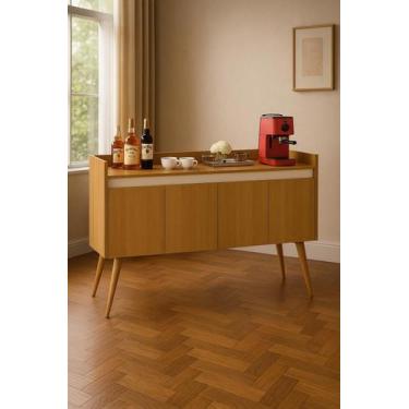 Imagem de Aparador Buffet Luanda 4 Portas Pés Palito Madeirado / Off white - Com