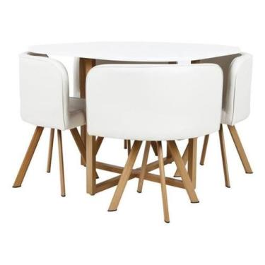 Imagem de Conjunto Mesa De Jantar E 4 Cadeiras Branco Lyon - Just Home Collectio