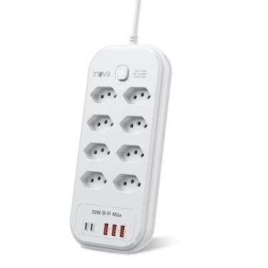 Imagem de Filtro de LinhaRégua Tomada, 8 Tomadas 10A, 3 Interfaces USB, 2 Porta USB Tipo-C, Cabo de Alimentação de 2 metros, Potência de 2500W Bivolt 110-250V Premium Extensão Tomada (8 Tomadas)
