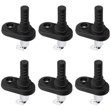 Imagem de YGHSZ 6 peças Interruptor de pino de montagem de 12 V momentâneo niquelado universal porta batente flange luz capô interruptor de montagem com bota de borracha para carro barco K-025-L