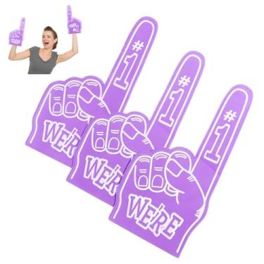 Imagem de Dazzleimart 3 peças de dedo gigante de espuma número 1 de dedos de espuma universal de 45 cm para pompons de celebração, eventos esportivos, jogos escolares e negócios (nunca desista, roxo)