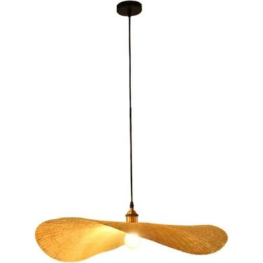 Imagem de Luz Pendente De Vime Estilo Japonês, E27 Criativo Artesanal Tecer Chapéu De Palha Em Forma De Lustres De Abajur, Lâmpada Suspensa Para Decoração De Casa, Para Sala De Estar De, 40cm