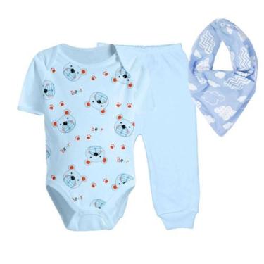 Imagem de Kit Enxoval Bebê 3 Peças Conjunto Body e Mijão Com Babador - Koala Bab