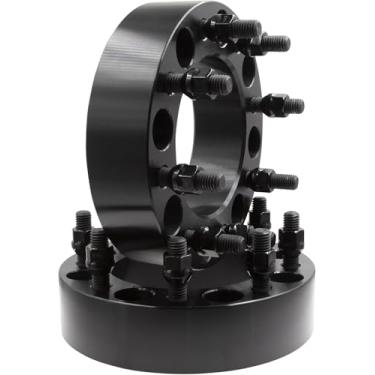 Imagem de Wheel Accessories Parts Espaçadores de roda centralizados em cubo de aço, 2 peças, 8 em 170 mm, 8 x 170 mm, 2 polegadas de espessura, 14 mm, pino de rosca 2,0, cubo de 124,9 mm, serve para 2005 + Ford F250 F350 Super Duty Single Rear Wheel F&R | Frente dupla