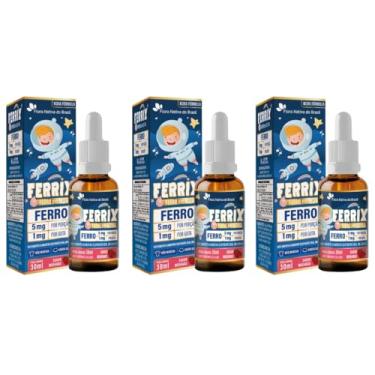 Imagem de Kit 3x Ferrix Kids (Ferro 5mg/porção) 30ml Sabor Morango Flora Nativa
