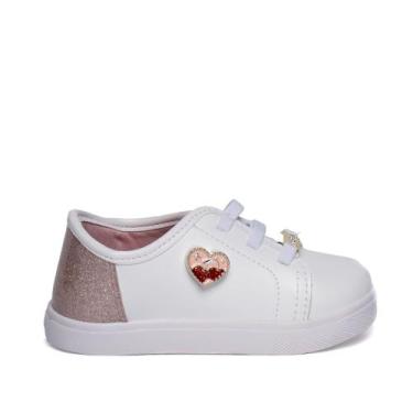 Imagem de Tênis Infantil Molekinha Casual Calce Fácil Branco Rosa, Branco, Rosa,