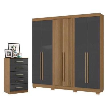 Imagem de Cômoda 2014140 E Guarda Roupa Casal 2030230 Atacama Grafite - Aramóveis