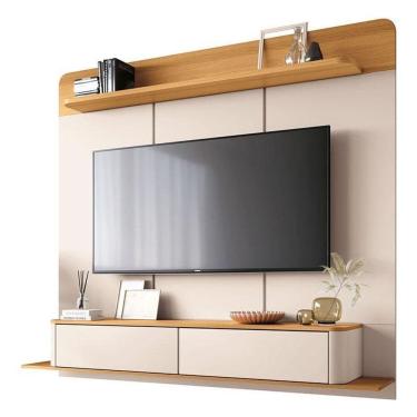 Imagem de Home Suspenso Galax Cinamomo Off White E Mesa De Centro Sky Com Tampo De Vidro Cinamomo- Hb Móveis