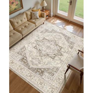 Imagem de Micgeek Tapete vintage de 22 x 30,5 cm: tapete de piso grande lavável neutro macio antiderrapante fino para sala de estar, quarto, cozinha, sala de jantar, casa, escritório, casa de fazenda interna