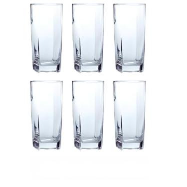 Imagem de Jogo De Copos Vidro Texas REFORÇADO Quadrado Luxo Transparente 320ml(6)