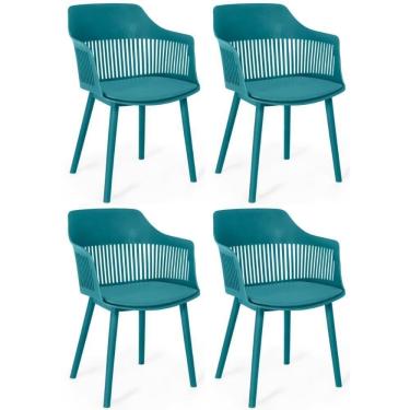 Imagem de Kit 4 Cadeiras De Jantar Estofada Marcela - Turquesa