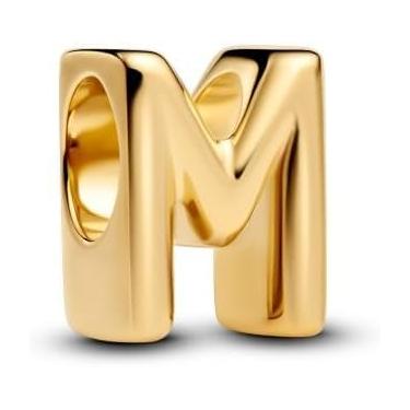 Imagem de TCZNAF Pingentes de letra M para pulseiras, pingente de contas com inicial do alfabeto dourado para mulheres