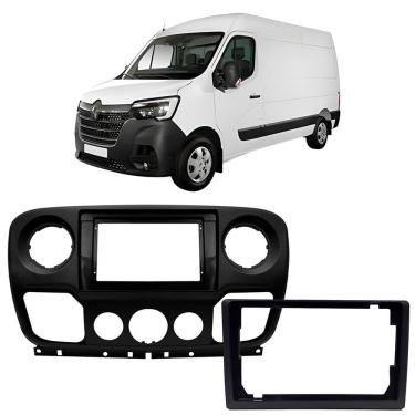 Imagem de Moldura 10 e 9 Polegadas Renault Master 2014 à 2025 Preta Painel Central Multimidia Som