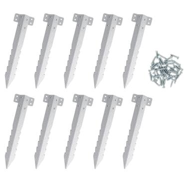 Imagem de Suportes Para Canteiros Elevados | 10 Unidades De Espigões De Fixação Para | Estaca Metálica Para Delimitar Relvado Canteiro Legumes Muro Contenção