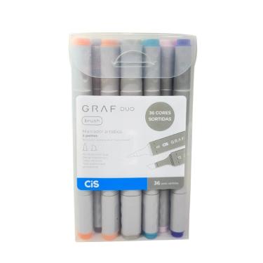 Imagem de Marcador Artistico 2 Pontas Graf Duo Brush Estojo Cis