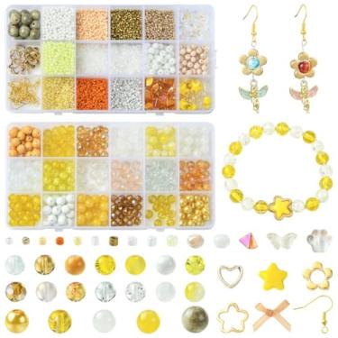 Imagem de Echoed Elegance Contas de vidro de 8 mm para fabricação de joias (34 cores) – contas redondas de cristal e contas de sementes com berloques – Pulseira DIY, colar, brinco, kit de artesanato – Materiais