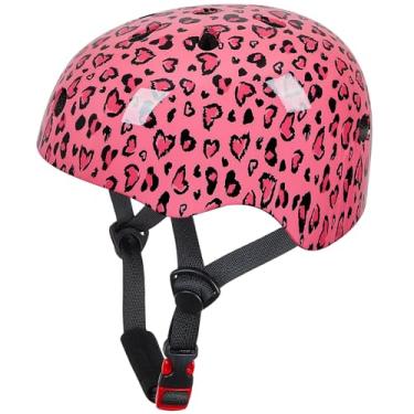 Imagem de Bienbee Capacete infantil, capacetes de skate para bicicleta, equilíbrio de bicicleta, scooter, para meninas e meninos de 1 a 3 a 5 a 8 a 14 anos, leopardo rosa M