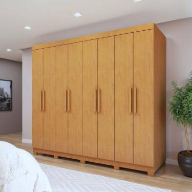 Imagem de Guarda-roupa 8 Portas 4 Gavetas com Pé Andara Soft Amêndoa Clean