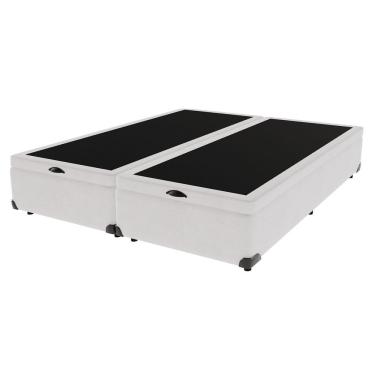 Imagem de Cama Box Com Baú Queen Bege De Madeira 158cm Kazamix Branco
