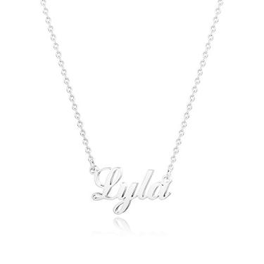 Imagem de Hidepoo Colar com nome personalizado – Colar com pingente de nome de aço inoxidável, corrente delicada com nome de letra, joias personalizadas, presentes para mulheres, Metal