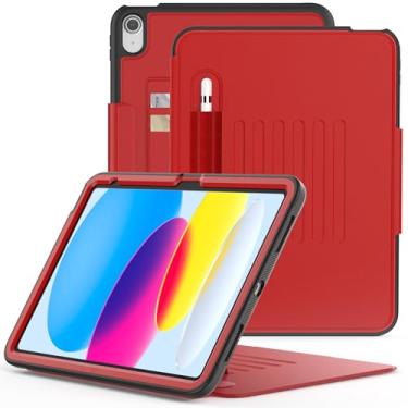 Imagem de DUNNO Capa para iPad (A16) 11ª geração 2025/iPad 10ª geração 2025/iPad 10,9 polegadas 2022, capa magnética à prova de choque com suporte para lápis e compartimento para cartão, despertar/hibernar