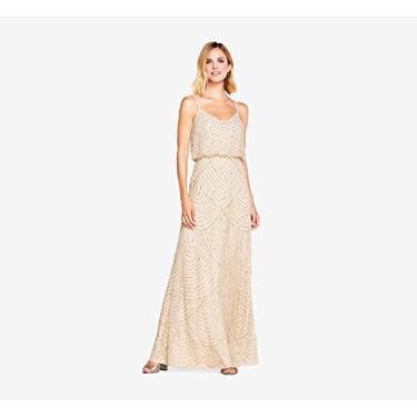 Imagem de Adrianna Papell Vestido feminino longo com contas, Champ/dourado, 52