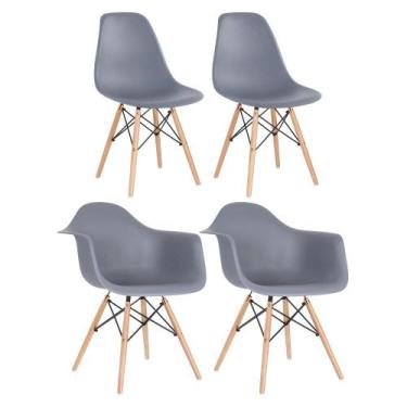 Imagem de Conjunto 2 x cadeiras Eames DAW com braços + 2 cadeiras Eiffel DSW - L