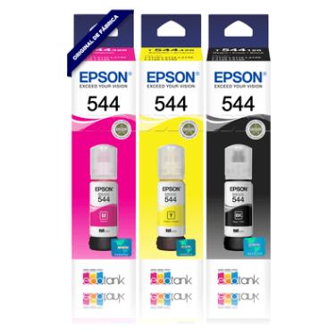 Imagem de Kit 3 Epson Tintas T544 Magenta, Amarela, Preta, Originais L1110 L1250 L3110 L3150 L5190 L3210 L3250