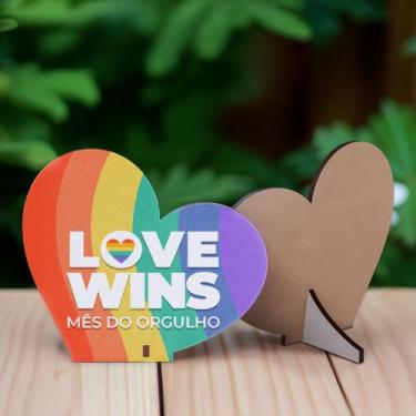 Imagem de Kit 30 Lembrancinhas Coração MDF LGBT Especial - DK Decor, LOVE WINS M