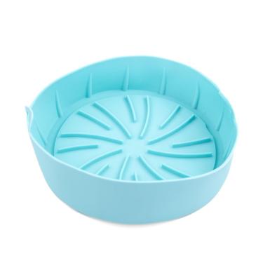 Imagem de Forro Para Air Fryer De Silicone Forma Reutilizavel Antiaderente 22x8cm Verde Agua