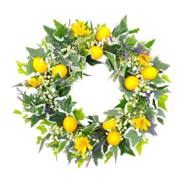 Imagem de MotiveTech para Porta Da Frente com Folhas Artificiais Amarelo-limão Verde 45 Cm para Cerca de de Festival Interno E Externo, Decoração de Casa