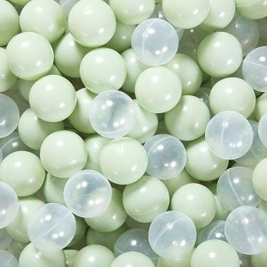 Imagem de GUESVOT Bolas verdes de plástico à prova de esmagamento para poço de bola, conjunto de 100 peças, para crianças, túneis de sinuca com bolsa de armazenamento reutilizável - 5,5 cm (verde pera +