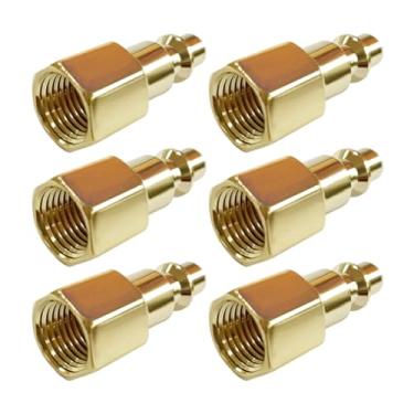Imagem de Uenede 6 Peças De Mangueira Ar Industrial Fêmea Latão 1/8" Npt, Plugue Conexão Rápida, Adaptador Encaixe Pneumático Para Compressor