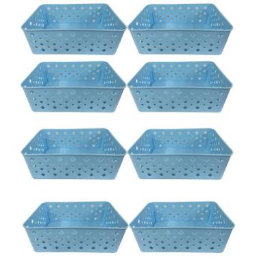 Imagem de Kit 8 Cesto Multiuso Organizador Premium Azul 123Organizei - 123 Organ